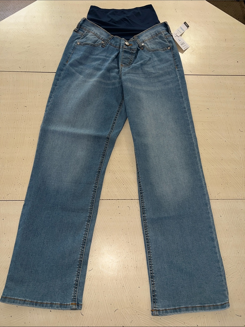 Time and Tru Maternity Denim Leggings with Navy Support Panel